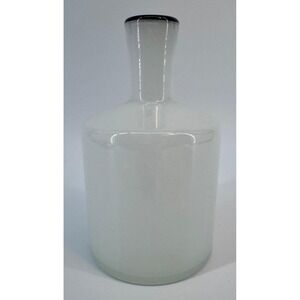 Harmony Frosted Glass Vase with Black Rim Handmade Modern Decor TC Home 6" NWOT